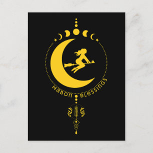 Mabon Segnungen, Hexen, Mond, Weizen Postkarte