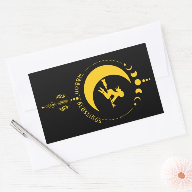 Mabon Segnungen, Hexen, Mond, Weizen Rechteckiger Aufkleber (Umschlag)