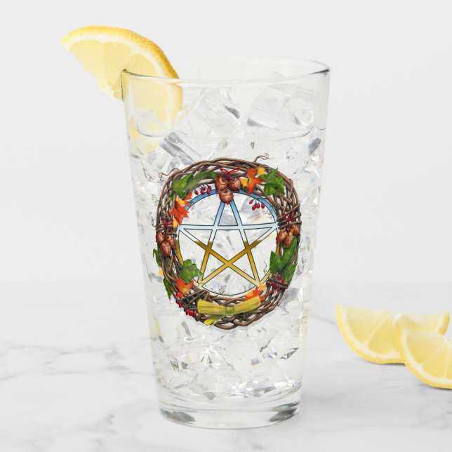 Mabon Weinwanderwege mit Pentagramm Glas (Vorderseite Ice)
