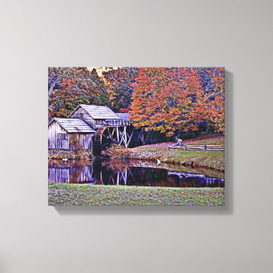 Mabry Mill in Herbst Canvas Print Leinwanddruck