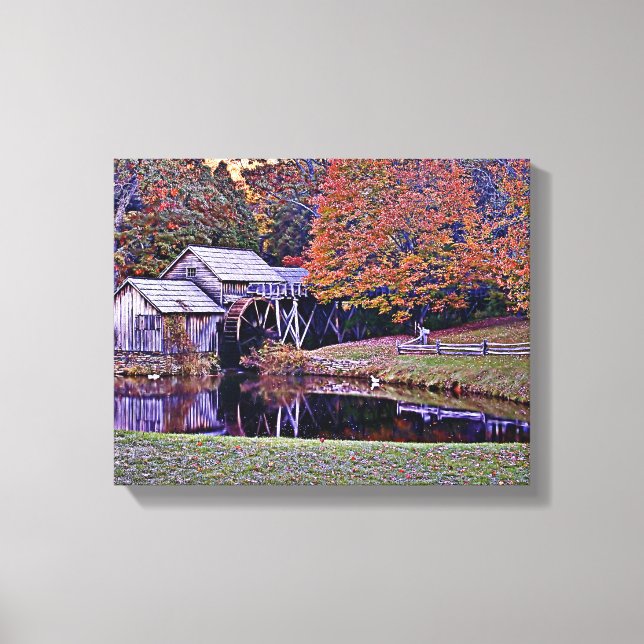 Mabry Mill in Herbst Canvas Print Leinwanddruck (Vorderseite)