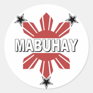 Mabuhay Filipino Sonne und Stern Runder Aufkleber