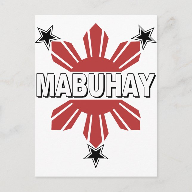 Mabuhay Filipino Sun und Star Postkarte (Vorderseite)