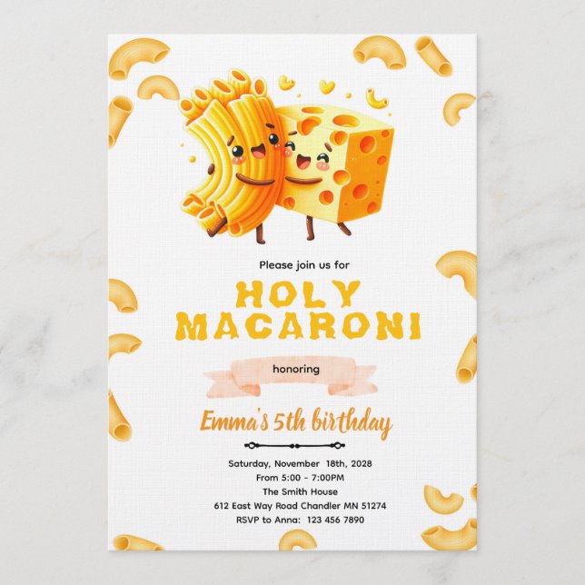 Mac and Cheese Birthday Invitation Einladung (Vorderseite)
