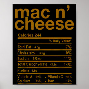 Mac And Cheese Nährwertangaben Funny Thanksgiving  Poster