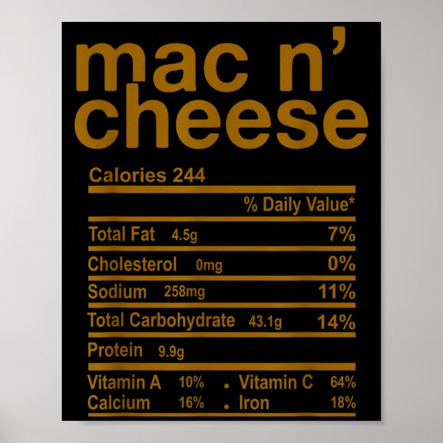 Mac And Cheese Nährwertangaben Funny Thanksgiving  Poster (Vorne)