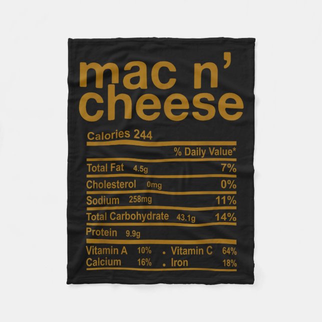 Mac And Cheese Nutrition Facts Funny Thanksgiving  Fleecedecke (Vorderseite)