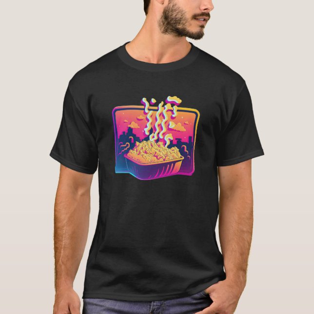 Mac And Cheese Synthwave 80s Retrowave Aesthetic T-Shirt (Vorderseite)