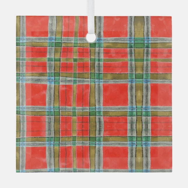 MAC BAIN TARTAN Glas Square Ornament (Vorderseite)