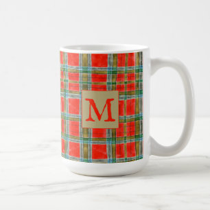 MAC BAIN TARTAN Hoher Weißer Becher + Initiale Kaffeetasse