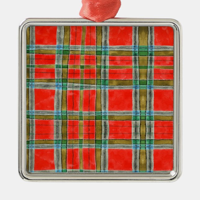 MAC BAIN TARTAN Premium Square Ornament Aus Metall (Vorne)