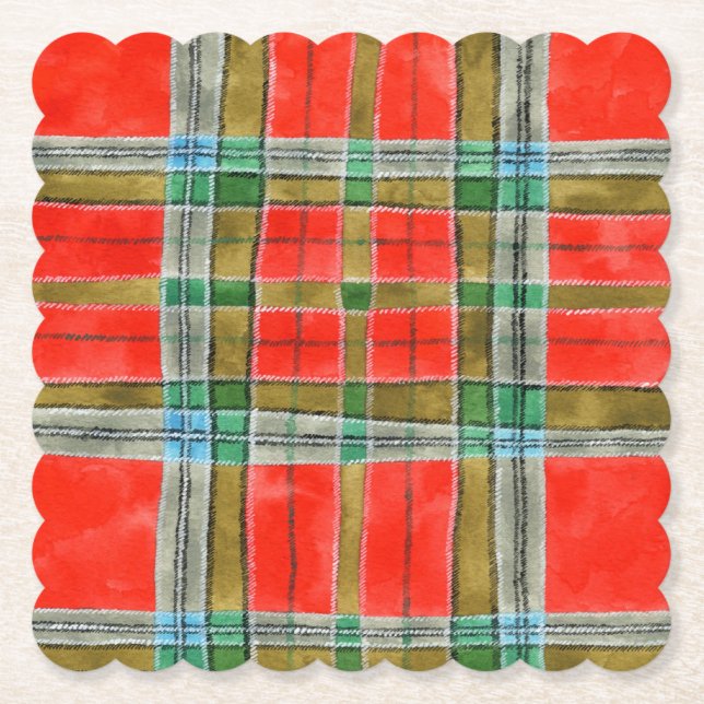MAC BAIN TARTAN Scalloped Square Paper Untersetzer (Vorderseite)