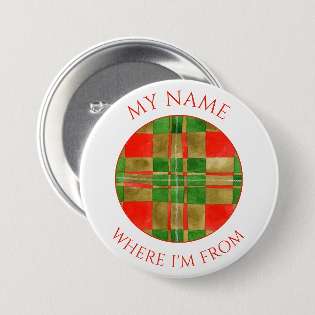 MAC GREGOR TARTAN Round Name Tag Button Button (Vorne & Hinten)