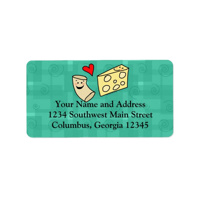 Mac-Lieben Käse, Niedliche Funny Macaroni + Käse Adressaufkleber (Vorne)