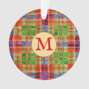 MAC RAE TARTAN Acryl-Kreis-Ornament + Initiale Ornament