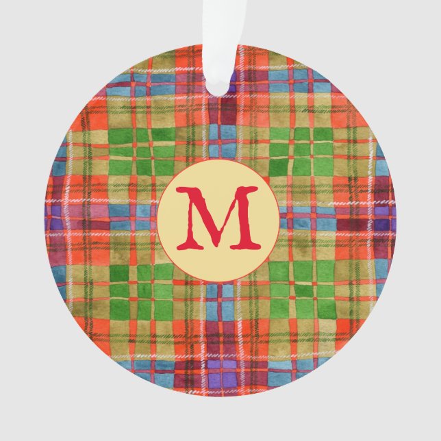 MAC RAE TARTAN AkrylCircle Ornament + Initial (Vorderseite)