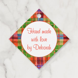 MAC RAE TARTAN Diamant "Hand Made" Tags Geschenkanhänger