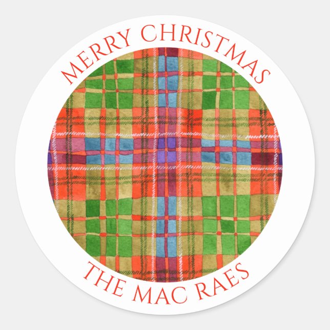 MAC RAE TARTAN Große runde Umschlag Aufkleber (Vorderseite)