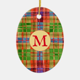 MAC RAE TARTAN Keramik Oval Ornament + Ursprünglic