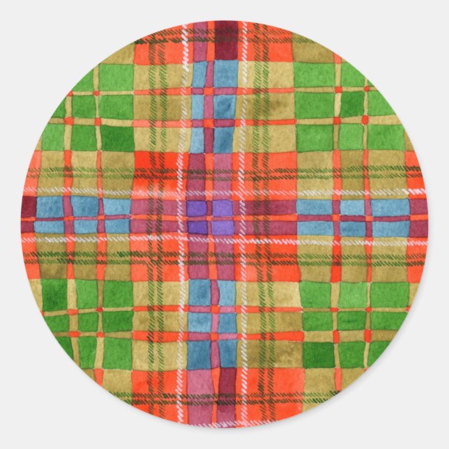 MAC RAE TARTAN Kleine Round Stickers (Vorderseite)