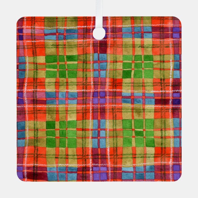 MAC RAE TARTAN Metal Square Ornament Aus Metall (Vorderseite)