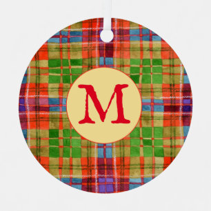 MAC RAE TARTAN Metall-Kreis-Ornament + Initiale Ornament Aus Metall