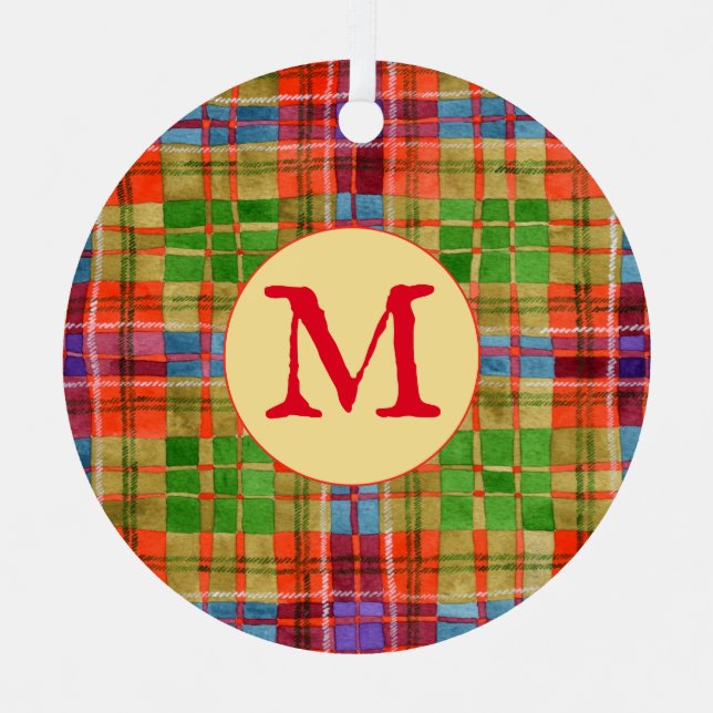 MAC RAE TARTAN Metallzirkular Ornament + Initial (Vorderseite)