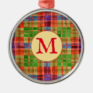 MAC RAE TARTAN Premium Runder Ornament + Erstmalig Aus Metall