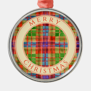 MAC RAE TARTAN Premium Runder Ornament + Text