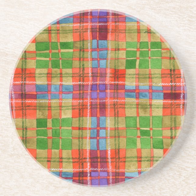 MAC RAE TARTAN Round Sandstone Untersetzer (Vorne)