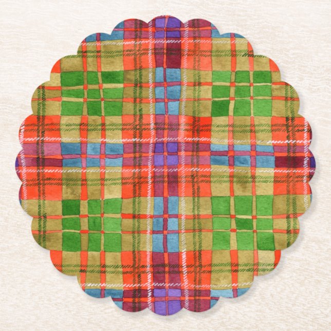 MAC RAE TARTAN Scalloped Square Paper Untersetzer (Vorderseite)