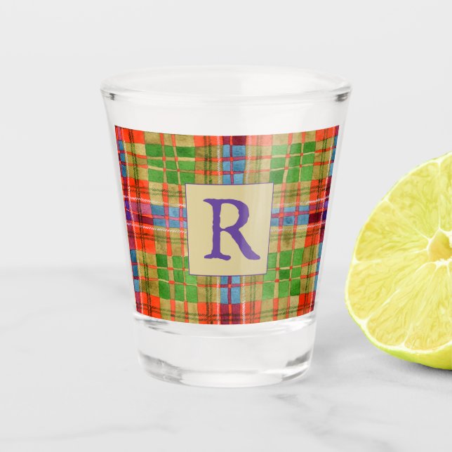 MAC RAE TARTAN Shotglas + Text Schnapsglas (Vorderseite)