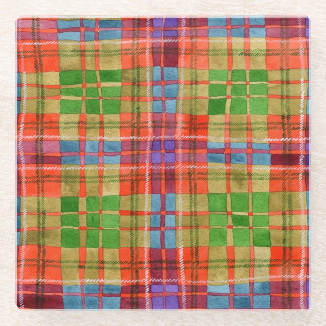MAC RAE TARTAN Square Glass Untersetzer (Vorderseite)