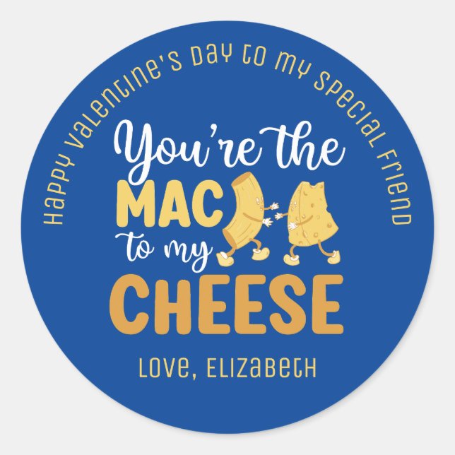 Mac to my Cheese Funny Niedlich Friend Valentine's Runder Aufkleber (Vorderseite)