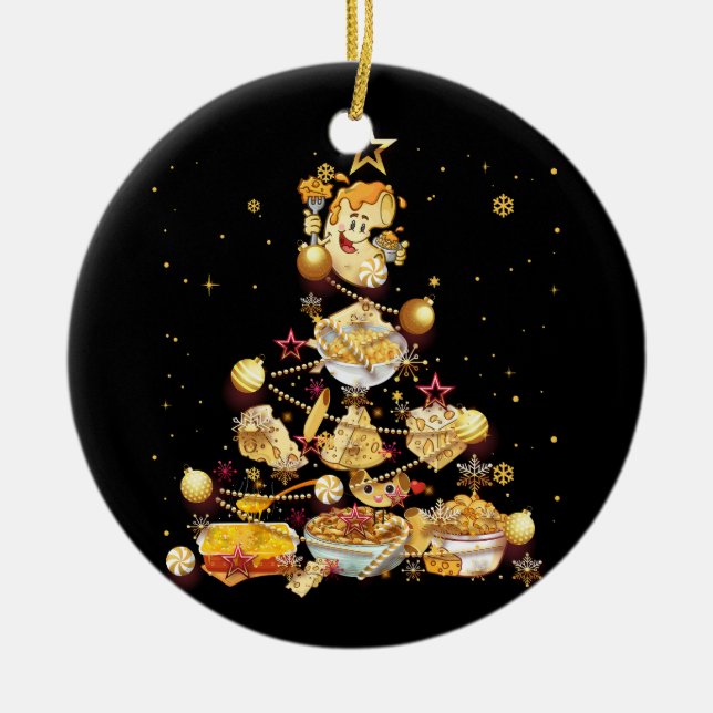 Mac und Käse Weihnachtsbaum Mac N Cheese Macaron Keramik Ornament (Vorne)