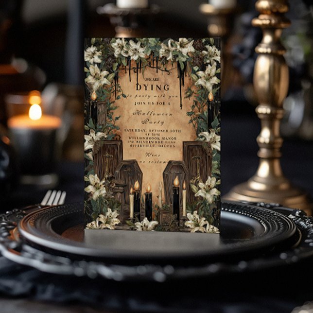 Macabre Candlelit Coffin Halloween-Feier Einladung (Von Creator hochgeladen)