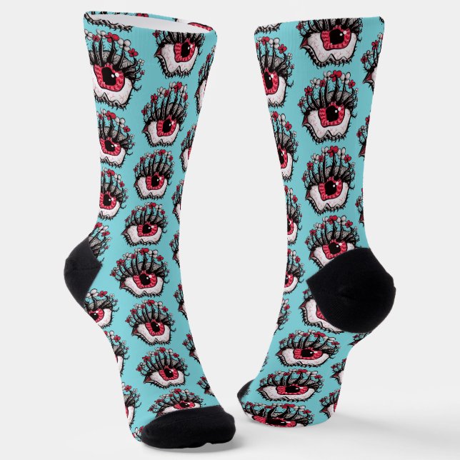 Macabre Goth Weird Witchy Evil Eye Socken (Gewinkelt)