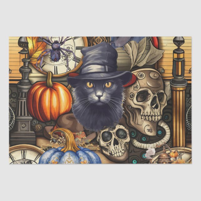 Macabre Mashup: Steampunk Halloween Delights Seidenpapier (Vorderseite)