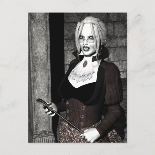 Macabre Mistress Gothic Vampire Postcard Postkarte (Vorderseite)