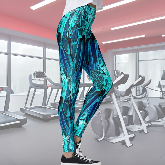 Macafederdesign in blau, abstrakt leggings (Von Creator hochgeladen)