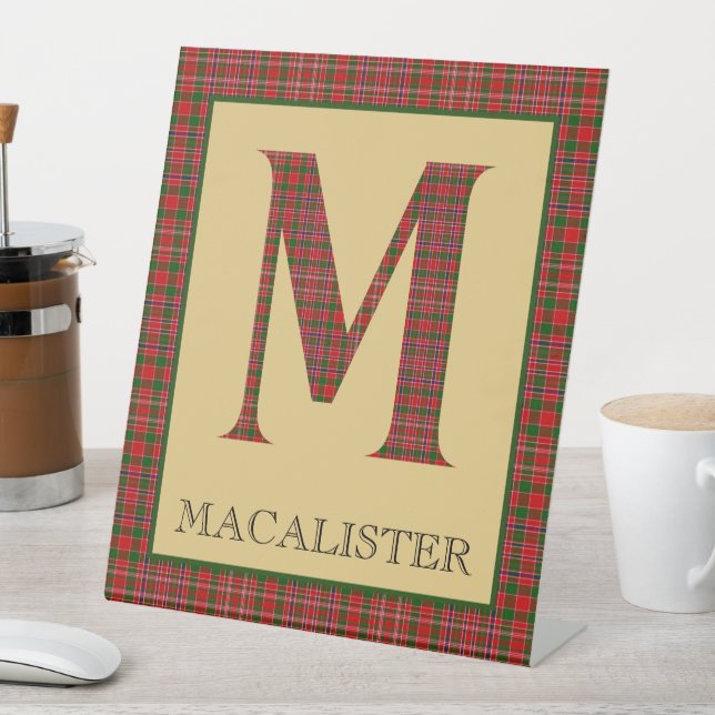 MacAlister Tartan Monogram M Sockelschild (In Situ)