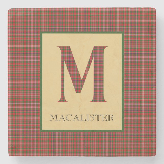 MacAlister Tartan Monogramm M  Steinuntersetzer (Vorderseite)