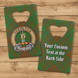 MacAlister von Glenbarr Wappen über Jagd Tartan Geldbeutel Flaschenöffner
