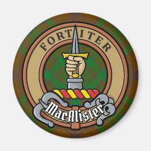 MacAlister von Glenbarr Wappen über Jagd Tartan Magnet