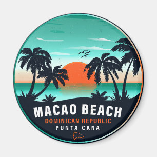 Macao Beach Dominican Retro Sunset Souvenir 60er Magnet