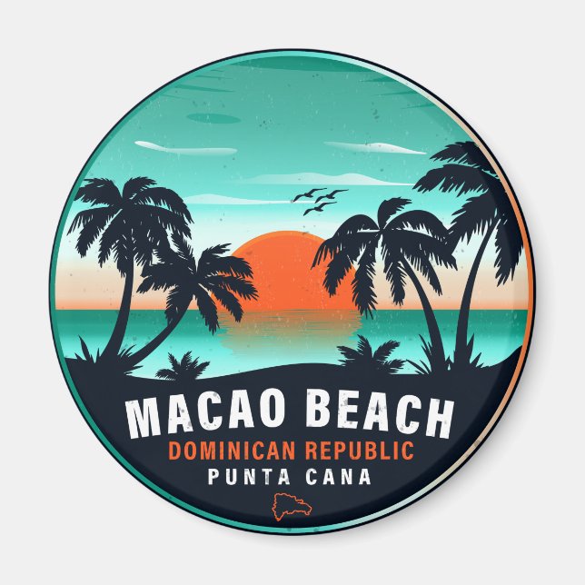 Macao Beach Dominican Retro Sunset Souvenir 60er Magnet (Vorne)