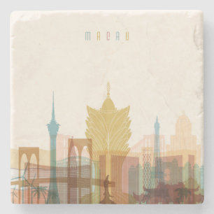 Macao, StadtSkyline der China-  Steinuntersetzer