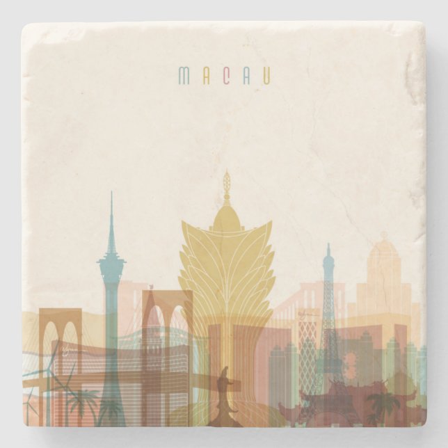 Macao, StadtSkyline der China-| Steinuntersetzer (Vorderseite)