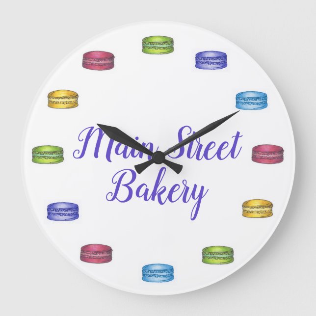Macaron-Backwaren Personalisiert Große Wanduhr (Vorderseite)