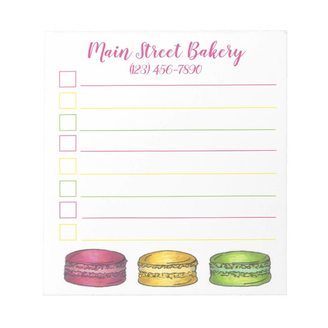 Macaron-Backwaren Personalisiert Notizblock (Vorderseite)